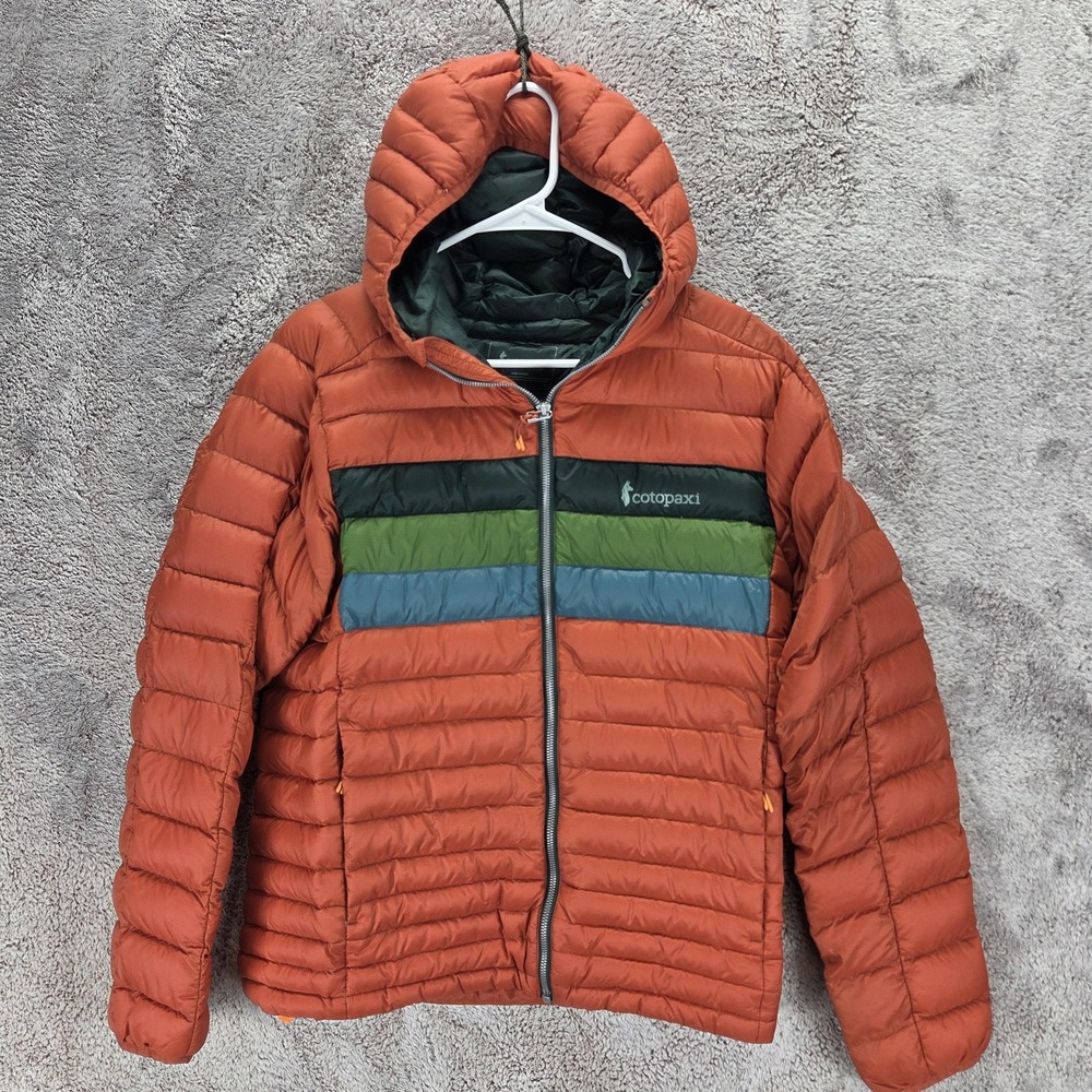 Cotopaxi Jacket Mens Small Orange Hooded Puffer Full Zip Insulated Outdoor
